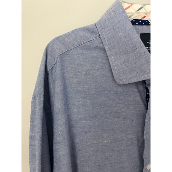 TailorByrd Long Sleeve Button Down Shirt Collar Pocket Flip Cuff Blue 2XLT - Picture 3 of 10